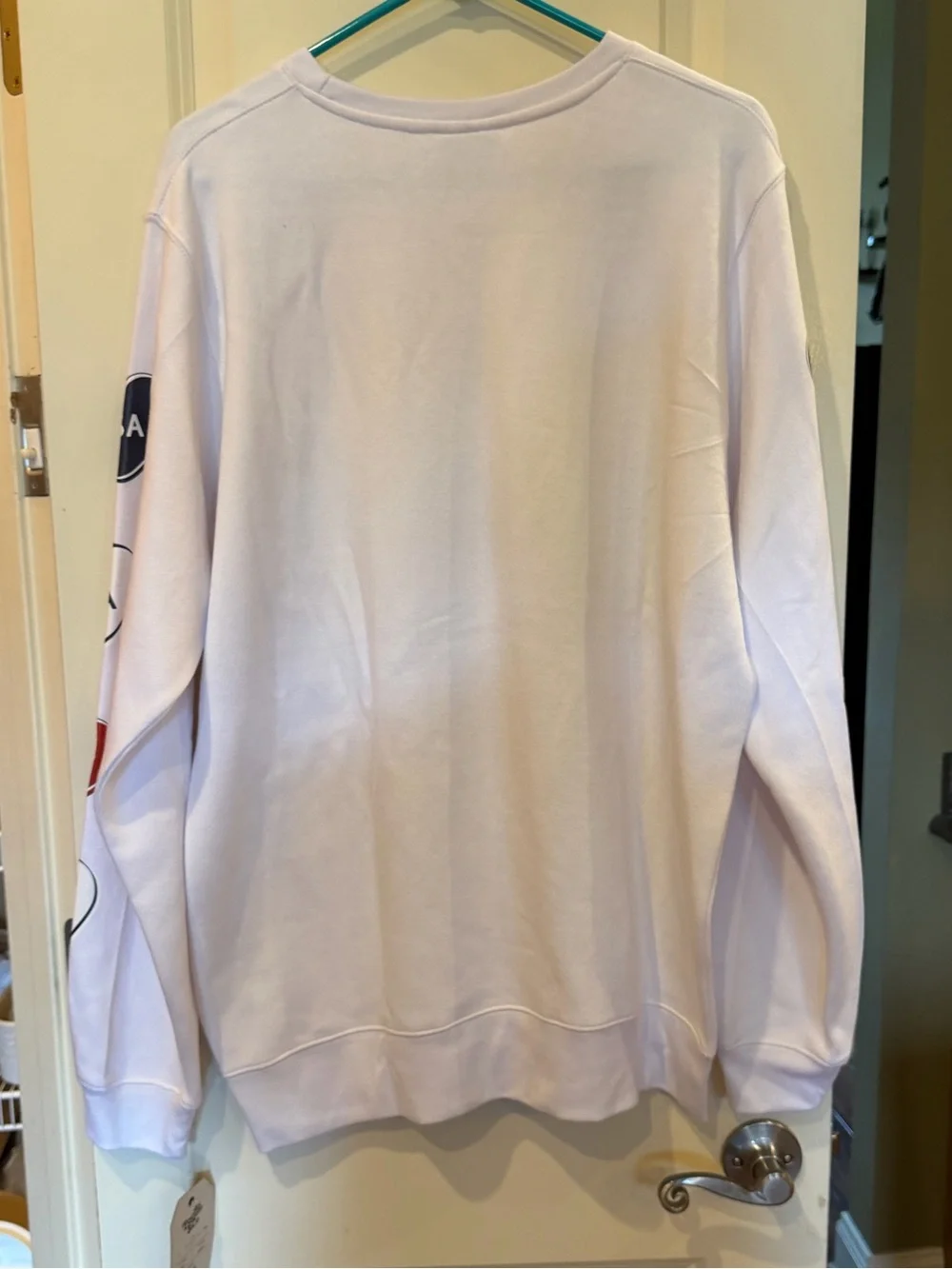 Red white blue hearts white long sleeve sweatshirt USA patriotic July 4th large